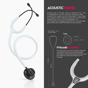 MDF® Acoustica® Lightweight Dual Head Stethoscope (MDF747XP) - BlackOut and White