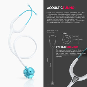 MDF® Acoustica® Lightweight Dual Head Stethoscope (MDF747XP) - Aqua and White