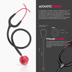 MDF® Acoustica® Lightweight Dual Head Stethoscope (MDF747XP) - Red and Black