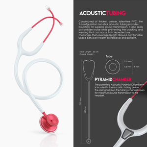 MDF® Acoustica® Lightweight Dual Head Stethoscope (MDF747XP) - Red and White