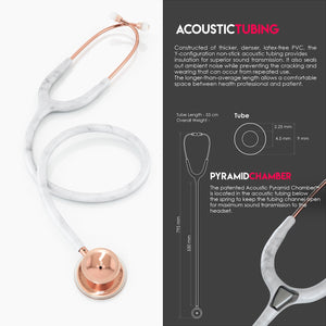MDF® MD One® Stainless Steel Dual Head Stethoscope (MDF777) - Rose Gold and Marble