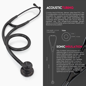 MDF® Classic Cardiology Dual Head Stethoscope with Stainless Steel Chestpiece and Headset (MDF797) - BlackOut