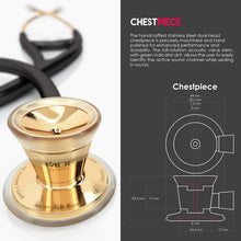 Load image into Gallery viewer, MDF® Classic Cardiology Dual Head Stethoscope with Stainless Steel Chestpiece and Headset (MDF797) - Gold and Black