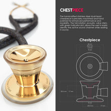 Load image into Gallery viewer, MDF® Classic Cardiology Dual Head Stethoscope with Stainless Steel Chestpiece and Headset (MDF797) - Gold and Black Glitter