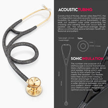 Load image into Gallery viewer, MDF® Classic Cardiology Dual Head Stethoscope with Stainless Steel Chestpiece and Headset (MDF797) - Gold and Black Glitter