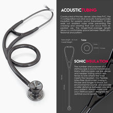Load image into Gallery viewer, MDF® Classic Cardiology Dual Head Stethoscope with Stainless Steel Chestpiece and Headset (MDF797) - Perle Noire and Black