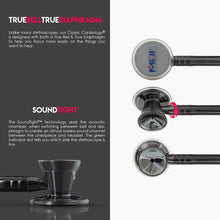 Load image into Gallery viewer, MDF® Classic Cardiology Dual Head Stethoscope with Stainless Steel Chestpiece and Headset (MDF797) - Perle Noire and Black