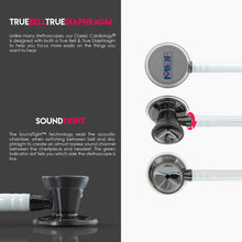 Load image into Gallery viewer, MDF® Classic Cardiology Dual Head Stethoscope with Stainless Steel Chestpiece and Headset (MDF797) - Perle Noire and White