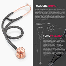 Load image into Gallery viewer, MDF® Classic Cardiology Dual Head Stethoscope with Stainless Steel Chestpiece and Headset (MDF797) - Rose Gold and Black Glitter