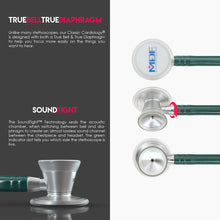 Load image into Gallery viewer, MDF® ProCardial® C3 Cardiology Stainless Steel Dual Head Stethoscope with Adult, Pediatric, and Infant-Neonatal Convertible Chestpiece (MDF797CC) - Emerald Green