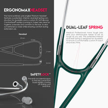 Load image into Gallery viewer, MDF® ProCardial® C3 Cardiology Titanium Dual Head Stethoscope with Adult, Pediatric, and Infant-Neonatal Convertible Chestpiece (MDF797CCT) - Emerald Green