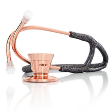 Load image into Gallery viewer, MDF® Classic Cardiology Dual Head Stethoscope with Stainless Steel Chestpiece and Headset (MDF797) - Rose Gold and Black Glitter