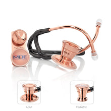 Load image into Gallery viewer, MDF® ProCardial® ER Premier® Cardiology Stainless Steel Dual Head Adult-Pediatric Stethoscope with Adult Cardiology Bell Convertible Attachment - Rose Gold and Black
