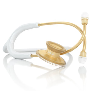 MDF® Acoustica® Lightweight Dual Head Stethoscope (MDF747XP) - Matte Gold and White
