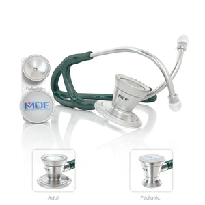 MDF® ProCardial® ER Premier® Cardiology Stainless Steel Dual Head Adult-Pediatric Stethoscope with Adult Cardiology Bell Convertible Attachment (MDF797DD) - Green