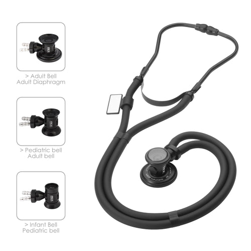 MDF® Sprague Rappaport Dual Head Stethoscope with Adult, Pediatric, and Infant Convertible Chestpiece - BlackOut