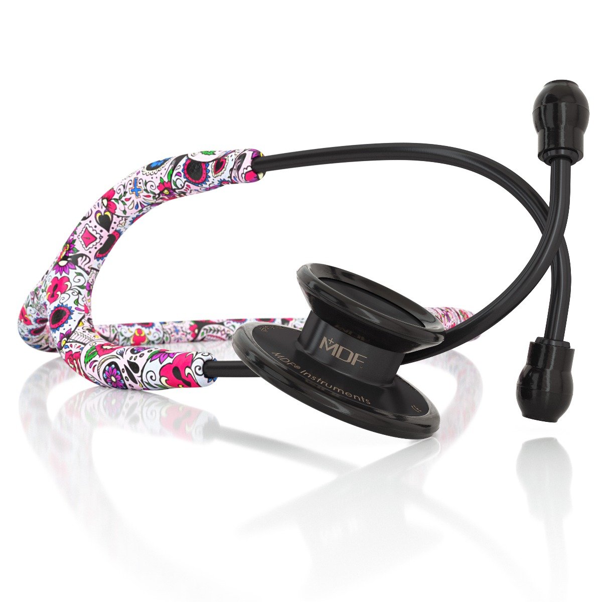 MDF® MD One® Stainless Steel Dual Head Stethoscope (MDF777) - BlackOut and Sugar Skull