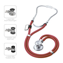 Load image into Gallery viewer, MDF® Sprague Rappaport Dual Head Stethoscope with Adult, Pediatric, and Infant Convertible Chestpiece - Burgundy
