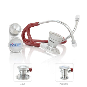 MDF® ProCardial® ER Premier® Cardiology Stainless Steel Dual Head Adult-Pediatric Stethoscope with Adult Cardiology Bell Convertible Attachment (MDF797DD) - Burgundy