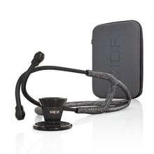 Load image into Gallery viewer, MDF® Classic Cardiology Dual Head Stethoscope with Stainless Steel Chestpiece and Headset (MDF797) - Case + BlackOut and Black Glitter
