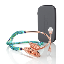Load image into Gallery viewer, MDF® MD One® Stainless Steel Dual Head Stethoscope (MDF777) - Case + Rose Gold and Peacock
