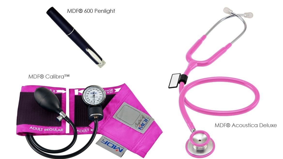 MDF® Calibra® Acoustica® Suite - Acoustica® Stethoscope , Calibra® Aneroid Sphygmomanometer, POCKET iLLUMiNATOR™ Professional Diagnostic Penlight (MDF808M32KT2)