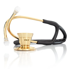Load image into Gallery viewer, MDF® Classic Cardiology Dual Head Stethoscope with Stainless Steel Chestpiece and Headset (MDF797) - Gold and Black
