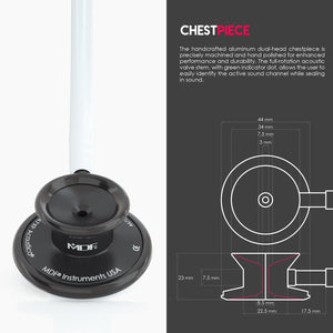 MDF® Acoustica® Lightweight Dual Head Stethoscope (MDF747XP) - BlackOut and White