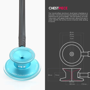 MDF® Acoustica® Lightweight Dual Head Stethoscope (MDF747XP) - Aqua and Black