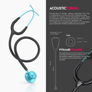 MDF® Acoustica® Lightweight Dual Head Stethoscope (MDF747XP) - Aqua and Black