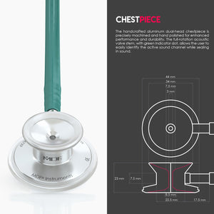 MDF® Acoustica® Lightweight Dual Head Stethoscope (MDF747XP) - Aqua Green