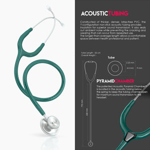 MDF® Acoustica® Lightweight Dual Head Stethoscope (MDF747XP) - Aqua Green