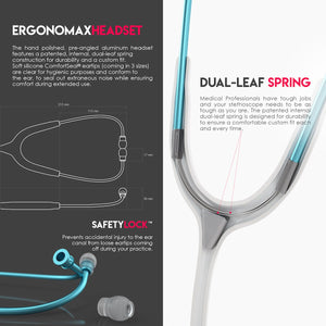 MDF® Acoustica® Lightweight Dual Head Stethoscope (MDF747XP) - Aqua and White