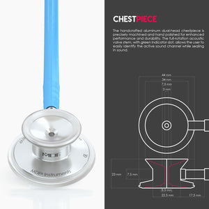 MDF® Acoustica® Lightweight Dual Head Stethoscope (MDF747XP) - Bright Blue