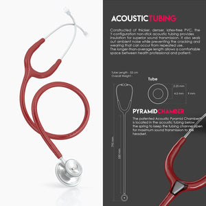 MDF® Acoustica® Lightweight Dual Head Stethoscope (MDF747XP) - Burgundy