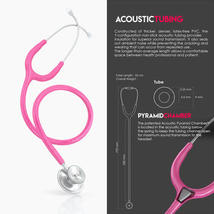 MDF® Acoustica® Lightweight Dual Head Stethoscope (MDF747XP) - Fuchsia