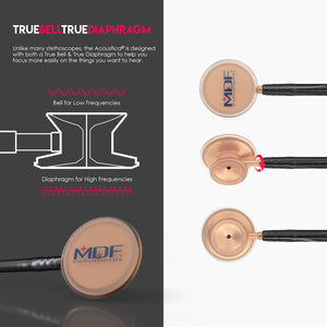 MDF® Acoustica® Lightweight Dual Head Stethoscope (MDF747XP) - Matte Rose Gold and Black