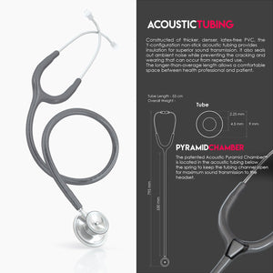 MDF® Acoustica® Lightweight Dual Head Stethoscope (MDF747XP) - Grey