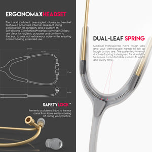 MDF® Acoustica® Lightweight Dual Head Stethoscope (MDF747XP) - Matte Gold and White