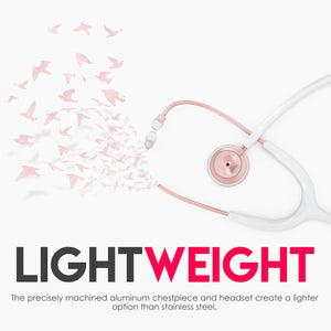 MDF® Acoustica® Lightweight Dual Head Stethoscope (MDF747XP) - Glossy Rose Gold and White