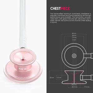 MDF® Acoustica® Lightweight Dual Head Stethoscope (MDF747XP) - Glossy Rose Gold and White