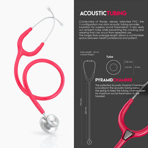 MDF® Acoustica® Lightweight Dual Head Stethoscope (MDF747XP) - Raspberry
