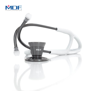 MDF® Classic Cardiology Dual Head Stethoscope with Stainless Steel Chestpiece and Headset (MDF797) - Perle Noire and White