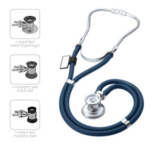 Load image into Gallery viewer, MDF® Sprague Rappaport Dual Head Stethoscope with Adult, Pediatric, and Infant Convertible Chestpiece - Navy Blue
