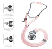 Load image into Gallery viewer, MDF® Sprague Rappaport Dual Head Stethoscope with Adult, Pediatric, and Infant Convertible Chestpiece - Translucent Pink

