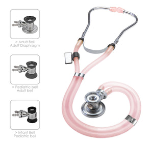 MDF® Sprague Rappaport Dual Head Stethoscope with Adult, Pediatric, and Infant Convertible Chestpiece - Translucent Pink