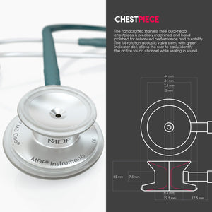 MDF® MD One® Stainless Steel Dual Head Stethoscope (MDF777) - Aqua Green