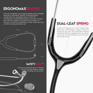 MDF® MD One® Stainless Steel Dual Head Stethoscope (MDF777) - Black