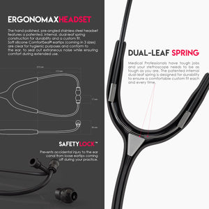 MDF® MD One® Stainless Steel Dual Head Stethoscope (MDF777) - BlackOut and Black