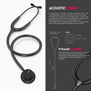 MDF® MD One® Stainless Steel Dual Head Stethoscope (MDF777) - BlackOut and Black